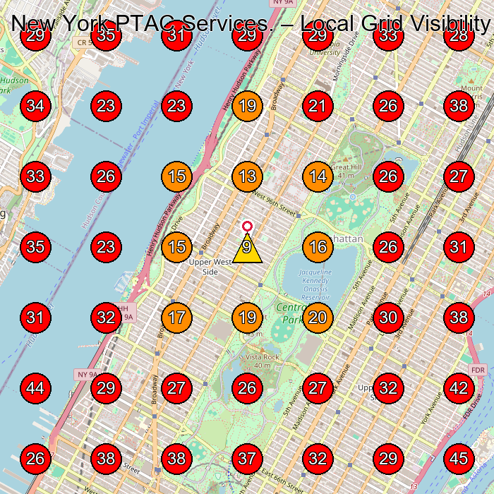 New York PTAC Services. GeoGrid visibility map for Hvac Contractor in New York